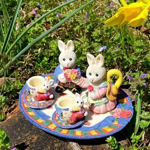 Bunny Family Mini tea set 6" X 5" X 3.75"